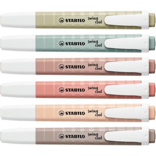 Szövegkiemelő készlet, 1-4 mm, STABILO "Swing cool NatureCOLORS", 6 különböző szín