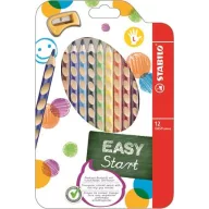   Színes ceruza készlet, háromszögletű, balkezes, STABILO "EasyColours", 12 különböző szín