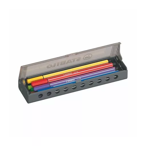 Filctoll készlet, 1 mm, STABILO "Pen 68", 10 db-os asztali készlet