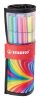 Filctoll, készlet, 1 mm, felcsavarható, STABILO "Pen 68 ARTY", 25 különböző színű