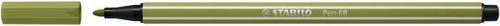 Filctoll, 1 mm, STABILO "Pen 68", sárzöld