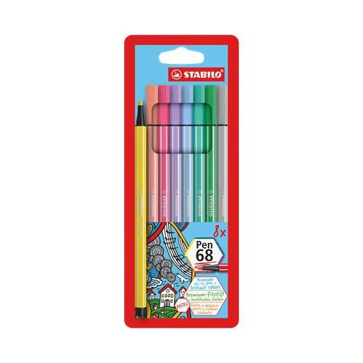 Filctoll készlet, 1 mm, STABILO "Pen 68", 8 pasztell szín
