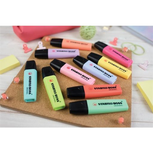 Szövegkiemelő display, 2-5 mm, STABILO "BOSS Pastel", vegyes pasztell színek