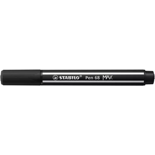 Filctoll, 1-5 mm, vágott hegy, STABILO "Pen 68 MAX", fekete