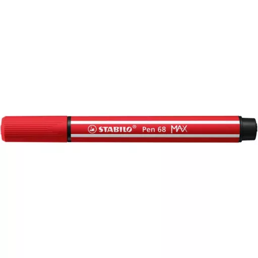 Filctoll, 1-5 mm, vágott hegy, STABILO "Pen 68 MAX", piros