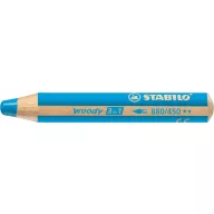   Színes ceruza, kerek, vastag, STABILO "Woody 3 in 1", ciánkék