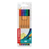   Tűfilc készlet, 0,4 mm, STABILO "Point 88", 6 különböző szín