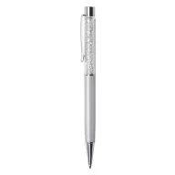   Golyóstoll, krémfehér, felül fehér SWAROVSKI® kristállyal töltve, 14 cm, ART CRYSTELLA®