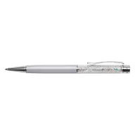   Golyóstoll, krémfehér, felül színjátszós fehér SWAROVSKI® kristállyal töltve, 14 cm, ART CRYSTELLA®
