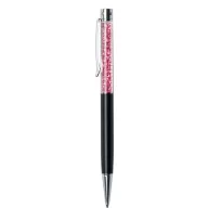   Golyóstoll, fekete, felül pink SWAROVSKI® kristállyal töltve, 14 cm, ART CRYSTELLA®