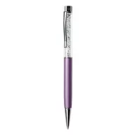   Golyóstoll, orgonalila, felül fehér SWAROVSKI® kristályokkal töltve, 14 cm, ART CRYSTELLA®