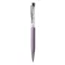 Golyóstoll, orgonalila, felül fehér SWAROVSKI® kristályokkal töltve, 14 cm, ART CRYSTELLA®