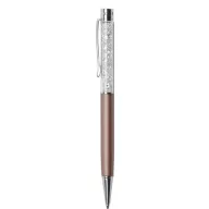   Golyóstoll, rózsa-arany, felül fehér SWAROVSKI® kristállyal töltve, 14 cm, ART CRYSTELLA®