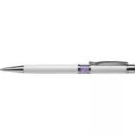   Golyóstoll, fehér, középen orgonalila SWAROVSKI® kristállyal töltve, 14cm, ART CRYSTELLA®