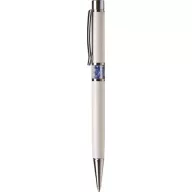  Golyóstoll, fehér, középen zafírkék SWAROVSKI® kristállyal töltve, 14cm, ART CRYSTELLA®