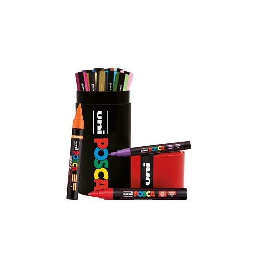 Dekormarker készlet, Posca fém dobozos, UNI "Posca", 13 különböző szín