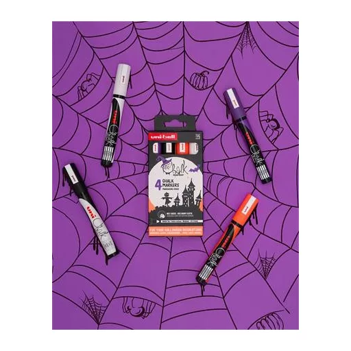 Krétamarker készlet, 1,8-2,5 mm, UNI "PWE-5M","Halloween", 4 különböző szín