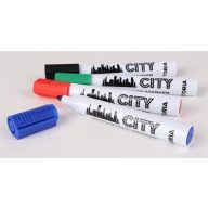   Táblamarker készlet, 1-3 mm, kúpos, VICTORIA VISUAL "City", 4 különböző szín