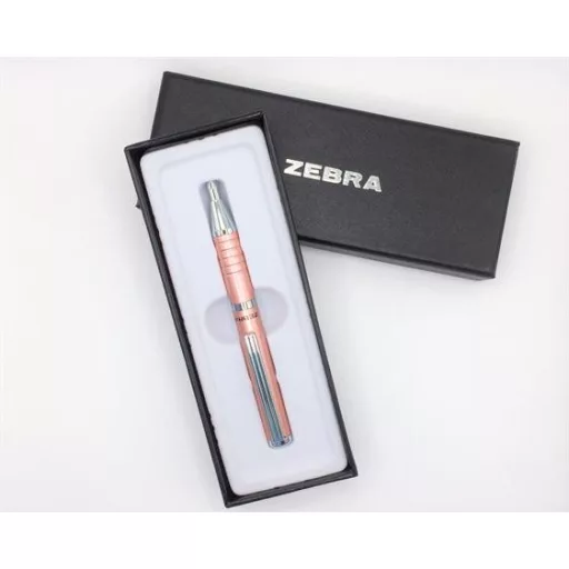 Golyóstoll, 0,24 mm, teleszkópos, rose gold színű tolltest, ZEBRA "SL-F1", kék