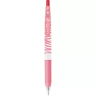   Zseléstoll, 0,33 mm, nyomógombos, csíkos test, ZEBRA "Sarasa Clip Pastel", pasztellpiros