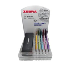   Golyóstoll display, 0,24 mm, teleszkópos, ZEBRA "SL-F1", kék, világos színek