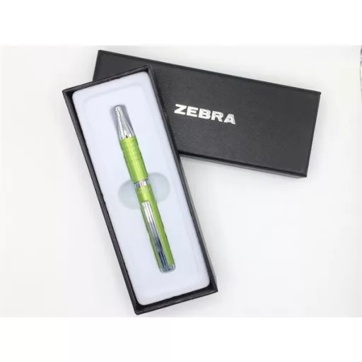 Golyóstoll, 0,24 mm, teleszkópos, tea zöld színű tolltest, ZEBRA "SL-F1", kék