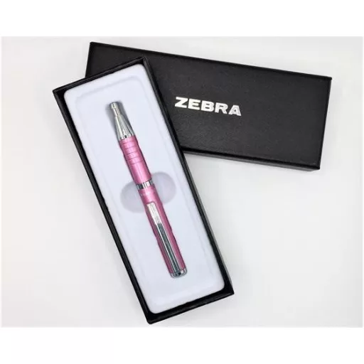 Golyóstoll, 0,24 mm, teleszkópos, metálpink tolltest, ZEBRA "SL-F1", kék