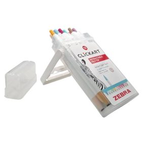   Filctoll készlet, nyomógombos, 0,6 mm, ZEBRA "Clickart" 12 különböző pasztell szín