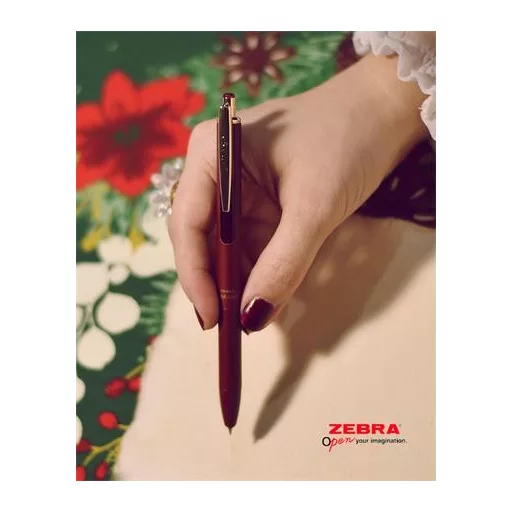 Zseléstoll, 0,33 mm, nyomógombos, borvörös tolltest, ZEBRA "Sarasa Grand", kék