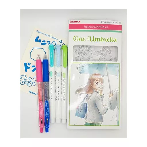 Írószer készlet, ZEBRA "Manga Set, One Umbrella", 5 darabos