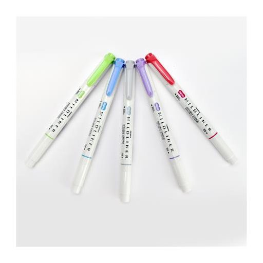 Szövegkiemelő készlet, 1,4/4,0 mm, kétvégű ZEBRA "Mildliner Cool & Refined" 5 szín