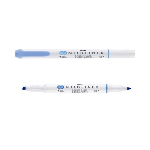 Szövegkiemelő, 1,0/3,5 mm, kétvégű ZEBRA "Mildliner Cool & Refined" kék