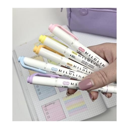 Szövegkiemelő készlet, 1,4/4 mm, kétvégű, ZEBRA "Mildliner Highlighter Gentle", 5 különböző szín