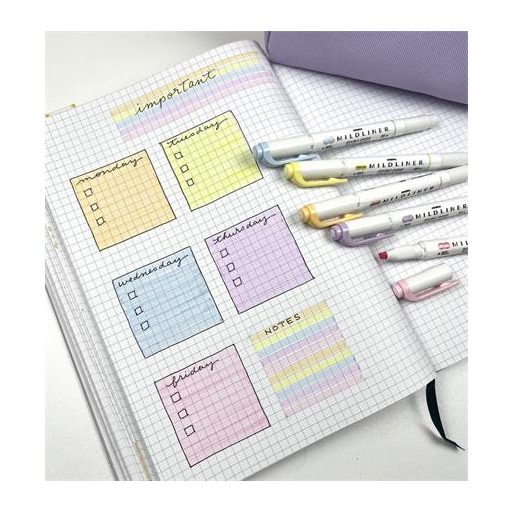 Szövegkiemelő készlet, 1,4/4 mm, kétvégű, ZEBRA "Mildliner Highlighter Gentle", 5 különböző szín