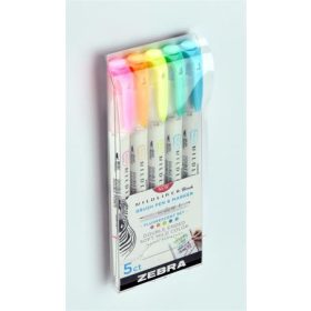   Ecsetirón készlet, kétvégű ZEBRA "Mildliner Fluorescent", 5 szín