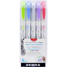   Ecsetirón készlet, kétvégű ZEBRA "Mildliner Cool & Refined", 5 szín