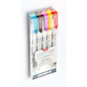   Ecsetirón készlet, kétvégű ZEBRA "Mildliner Warm", 5 szín