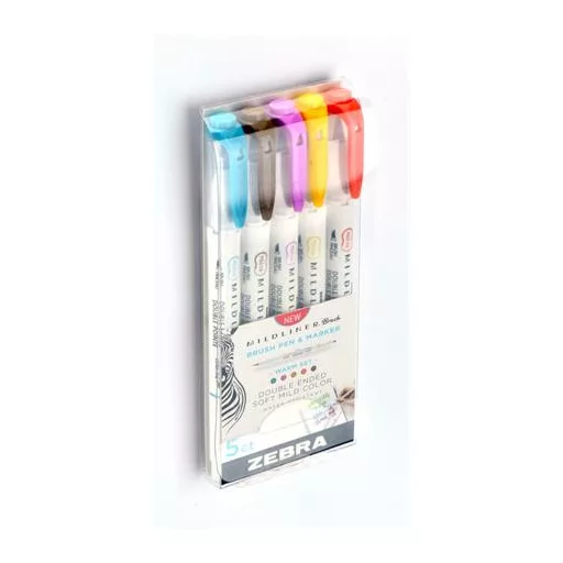 Ecsetirón készlet, kétvégű ZEBRA "Mildliner Warm", 5 szín