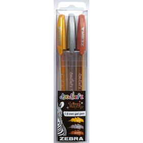   Zseléstoll készlet, 0,33 mm, kupakos, ZEBRA "Doodler'z Glitter", 3 különböző szín