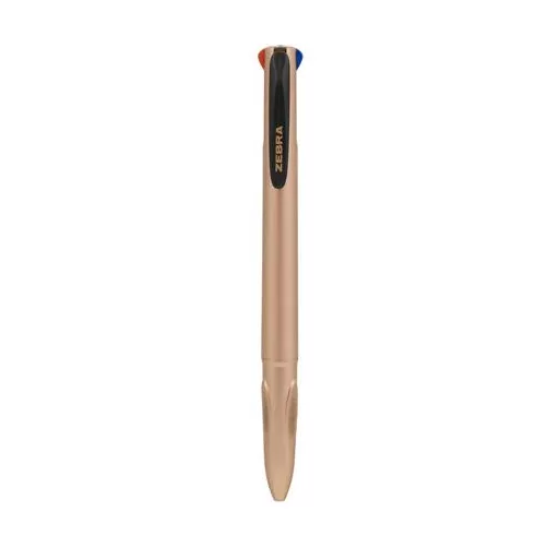 Golyóstoll, 0,37 mm, nyomógombos, négyszínű, ZEBRA "Smooth", rose gold
