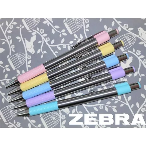 Golyóstoll, 0,24 mm, nyomógombos, rozsdamentes acél, pasztellkék tolltest, ZEBRA "F-301", kék
