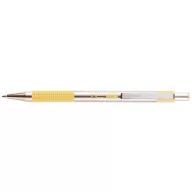   Golyóstoll, 0,24 mm, nyomógombos, rozsdamentes acél, pasztellsárga tolltest, ZEBRA "F-301", kék