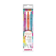   Zseléstoll készlet, 0,33 mm, nyomógombos, ZEBRA "Sarasa Clip Boho Vibes", 3 különböző szín