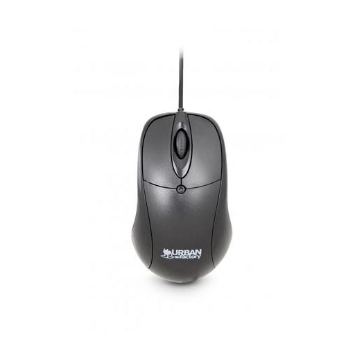 Egér, vezetékes, optikai, közepes méret, USB, URBAN FACTORY "Big Crazy", fekete
