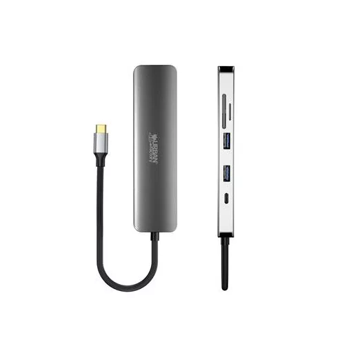 USB elosztó-HUB, USB-C/USB 3.0/HDMI/SD/mSD, URBAN FACTORY