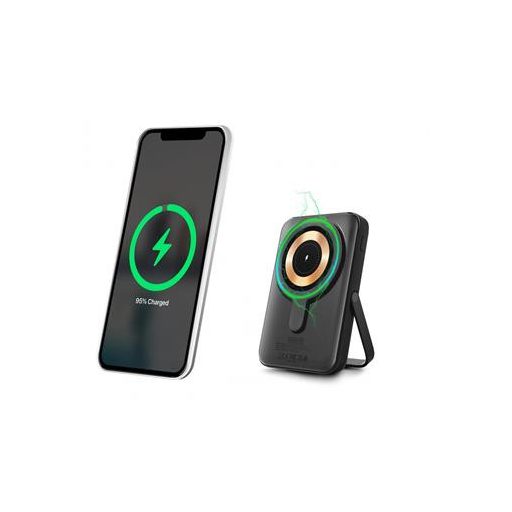 Mágneses powerbank, vezeték nélküli, 10K mAh, URBAN FACTORY, szénfekete