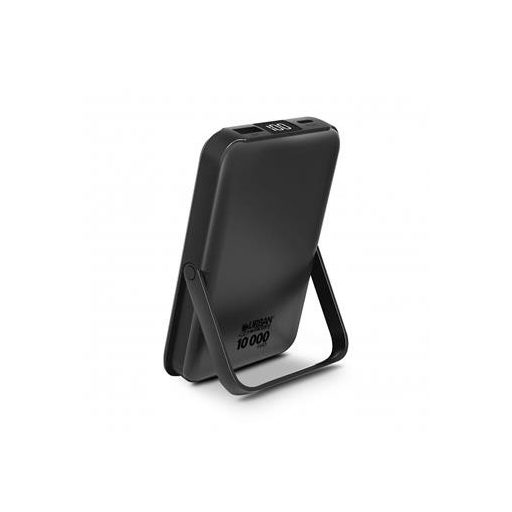 Mágneses powerbank, vezeték nélküli, 10K mAh, URBAN FACTORY, szénfekete