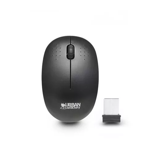 Egér, vezeték nélküli, optikai, kisméret, USB, URBAN FACTORY "Free", fekete