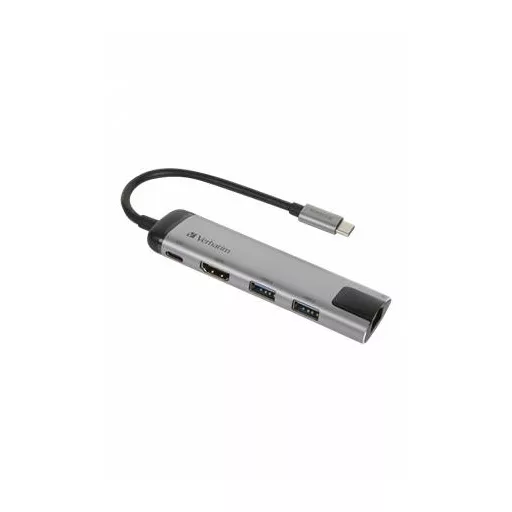 USB elosztó-HUB, USB-C/USB 3.0/HDMI/Ethernet, VERBATIM