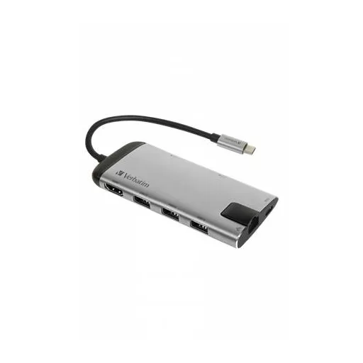 USB elosztó-HUB, USB-C/USB 3.0/HDMI/Ethernet/SD/microSD, VERBATIM